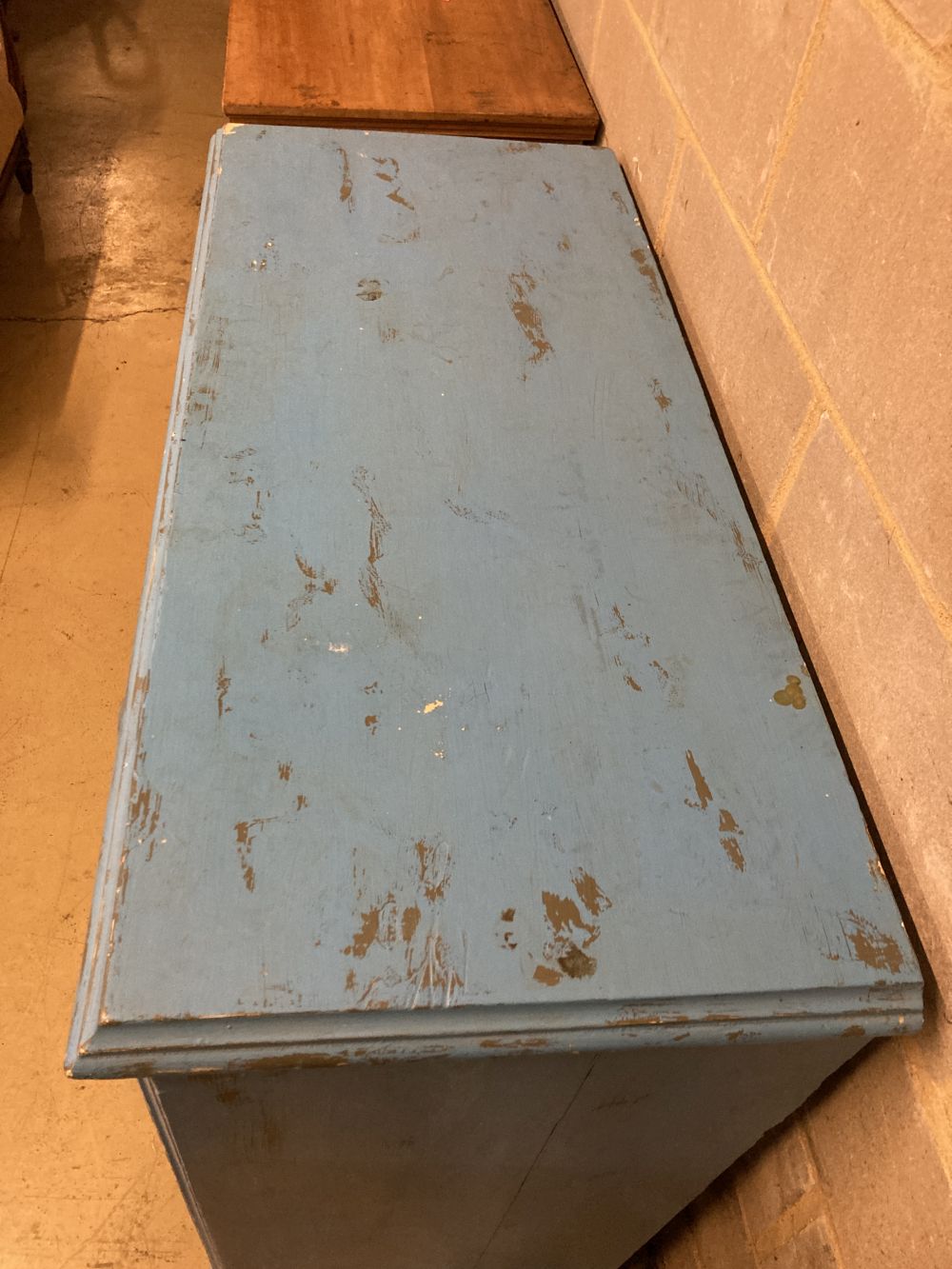 A Victorian painted pine chest, width 112cm, depth 50cm, height 102cm